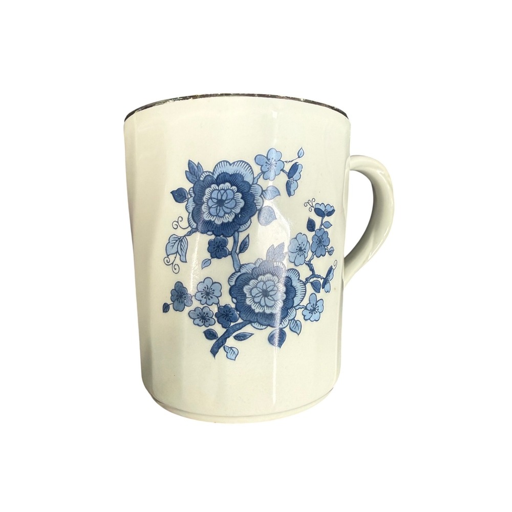 Enoch Wedgwood Tunstall Ironstone Mug Blue Floral England Vintage Coffee/Tea Cup